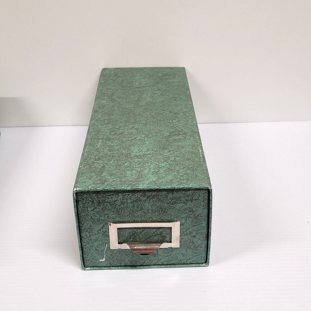 Globe Weis Index Card Storage Case Heavy Duty 14.5" d Fiberboard Green Vintage
